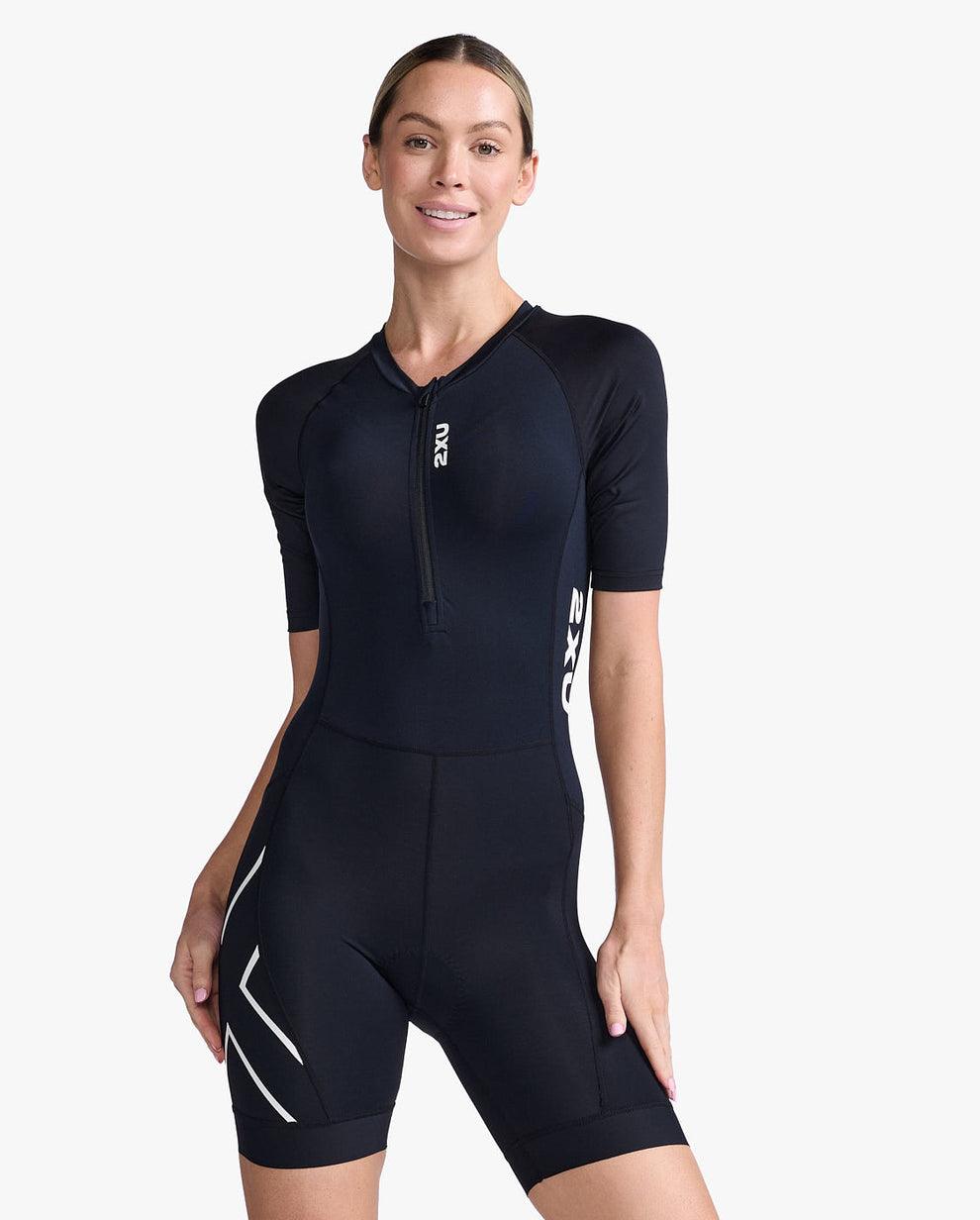 2XU WT7042D Core Sleeved Women's Triathlon Suit (Black/White) | Cycling Gears Hub