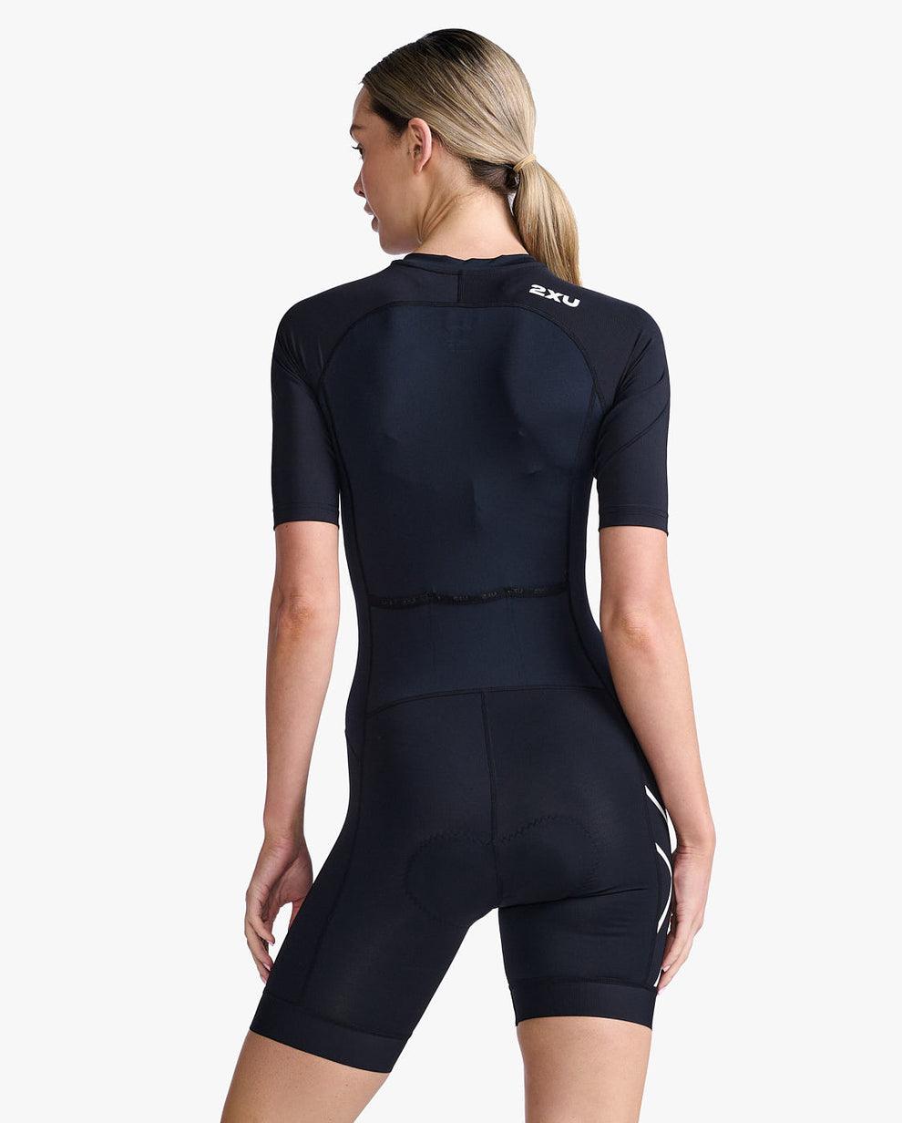 2XU WT7042D Core Sleeved Women's Triathlon Suit (Black/White) | Cycling Gears Hub