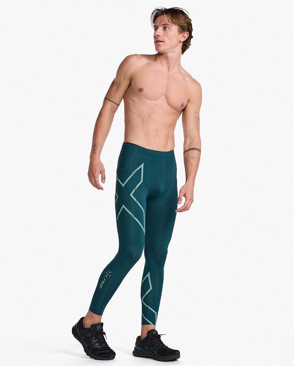 2XU MA5305B Light Speed Men's Compression Tights (Pine/Raft Reflective) | Cycling Gears Hub