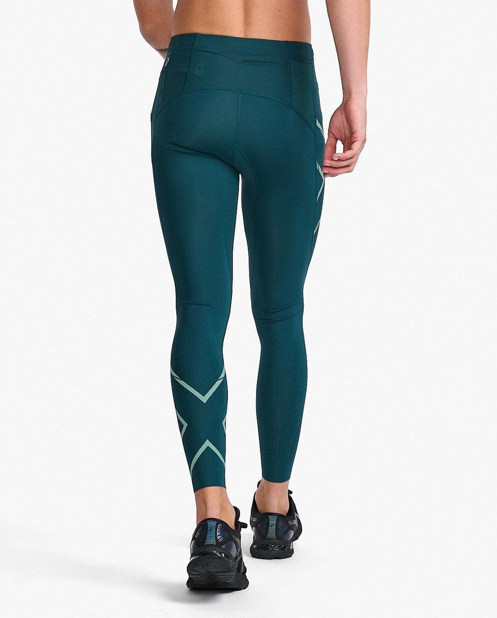 2XU MA5305B Light Speed Men's Compression Tights (Pine/Raft Reflective) | Cycling Gears Hub