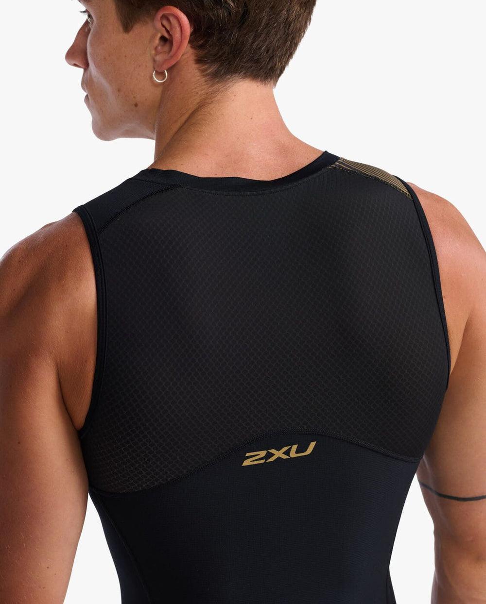 2XU MT6660D Light Speed Front Zip Men's Triathlon Suit (Black/Gold) | Cycling Gears Hub