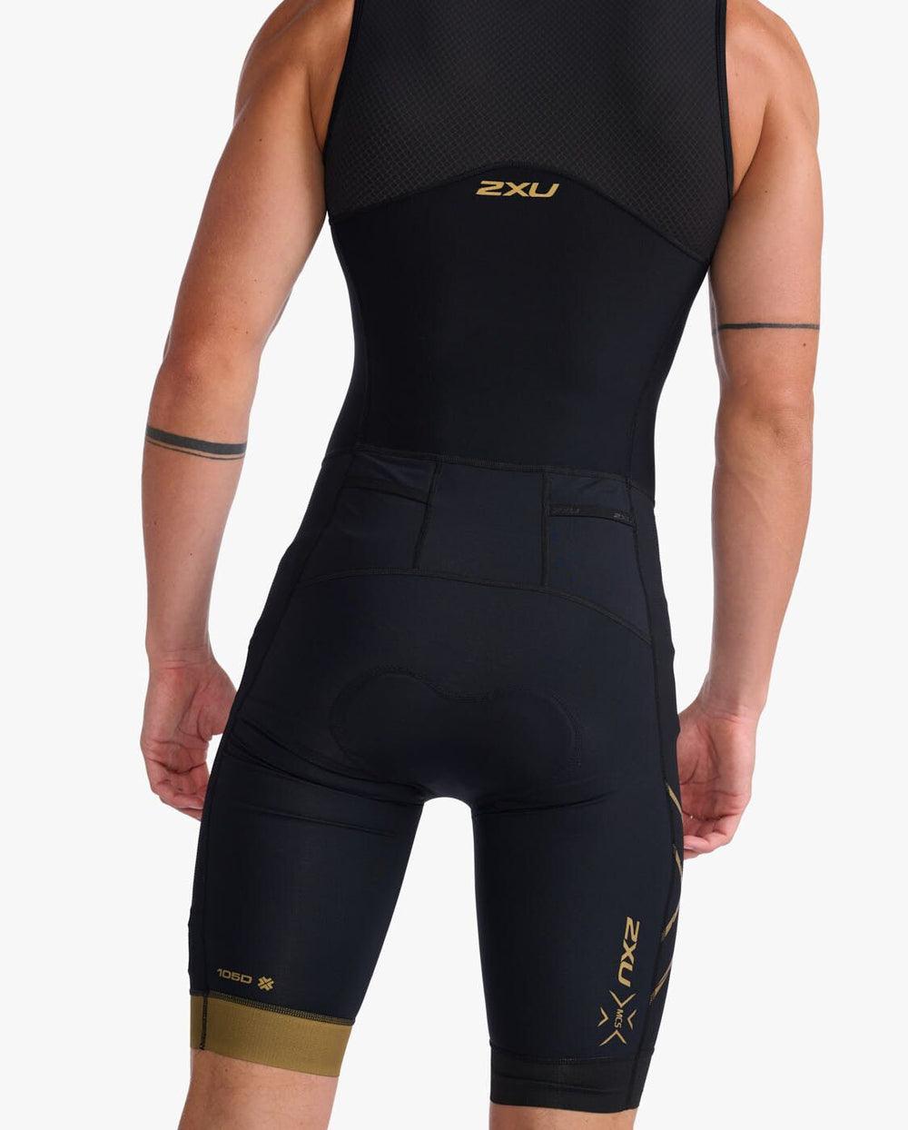 2XU MT6660D Light Speed Front Zip Men's Triathlon Suit (Black/Gold) | Cycling Gears Hub