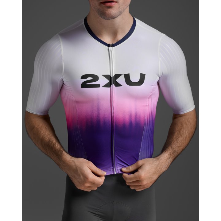 2XU MT7393D Light Speed React Men's Triathlon Suit (White/Turbulence) | Cycling Gears Hub