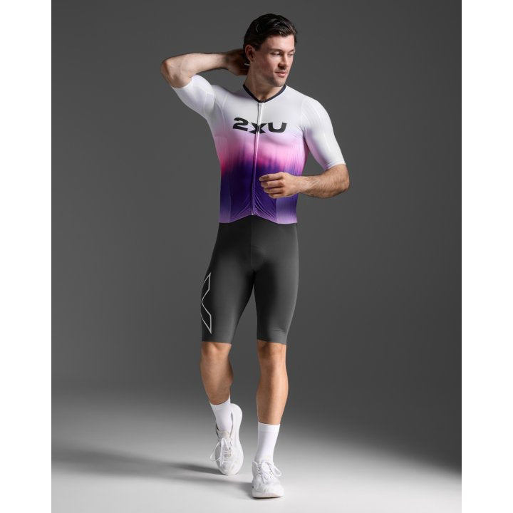 2XU MT7393D Light Speed React Men's Triathlon Suit (White/Turbulence) | Cycling Gears Hub