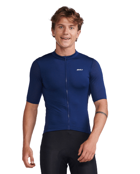 2XU MC6649A Aero Mens Cycling Jersey (Medieval/White Reflective) | Cycling Gears Hub - Cycling Gears Hub