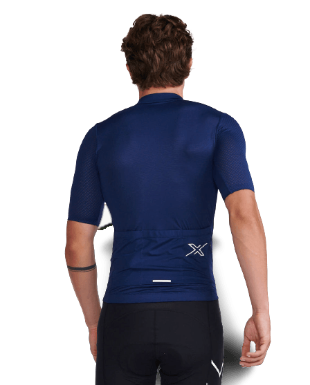 2XU MC6649A Aero Mens Cycling Jersey (Medieval/White Reflective) | Cycling Gears Hub - Cycling Gears Hub