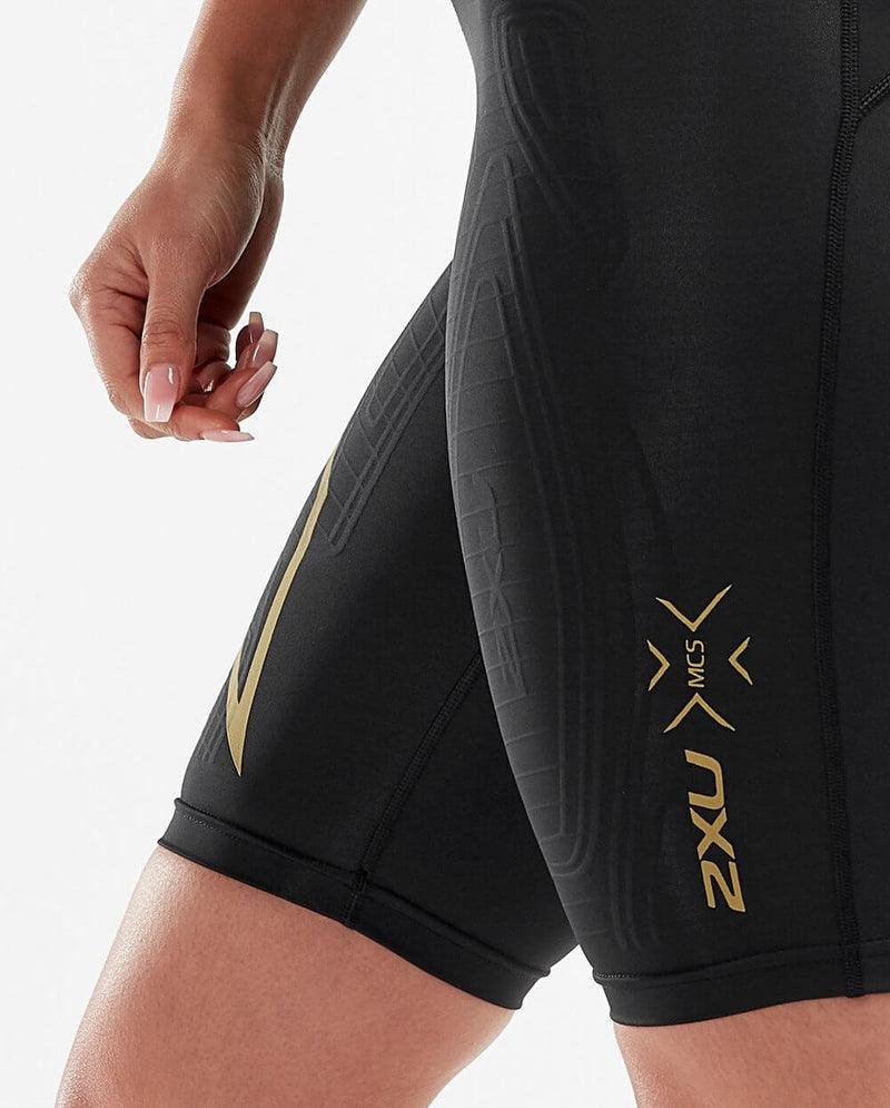 2XU WA5334B MCS Run Women's Compression Shorts (Black/Gold Reflective) | Cycling Gears Hub