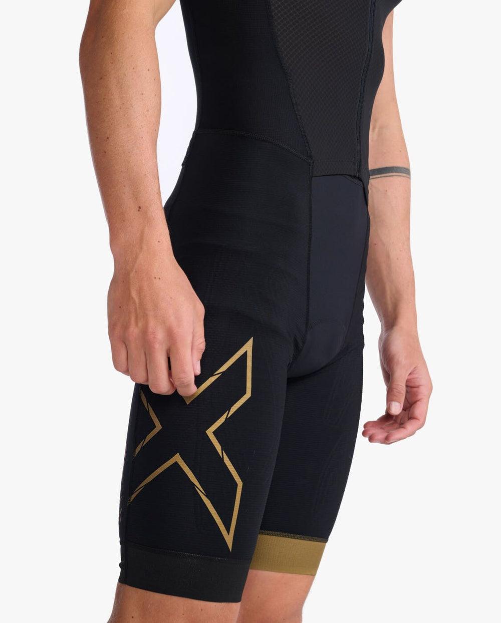 2XU MT6660D Light Speed Front Zip Men's Triathlon Suit (Black/Gold) | Cycling Gears Hub - Cycling Gears Hub