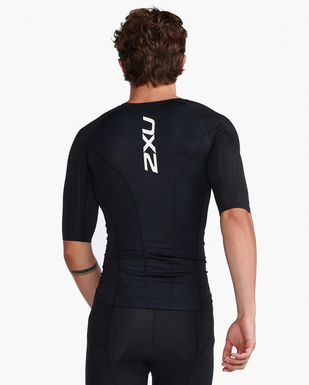 2XU MT6662A Aero Tri Sleeved Men's Triathlon Top (Black/White) | Cycling Gears Hub - Cycling Gears Hub