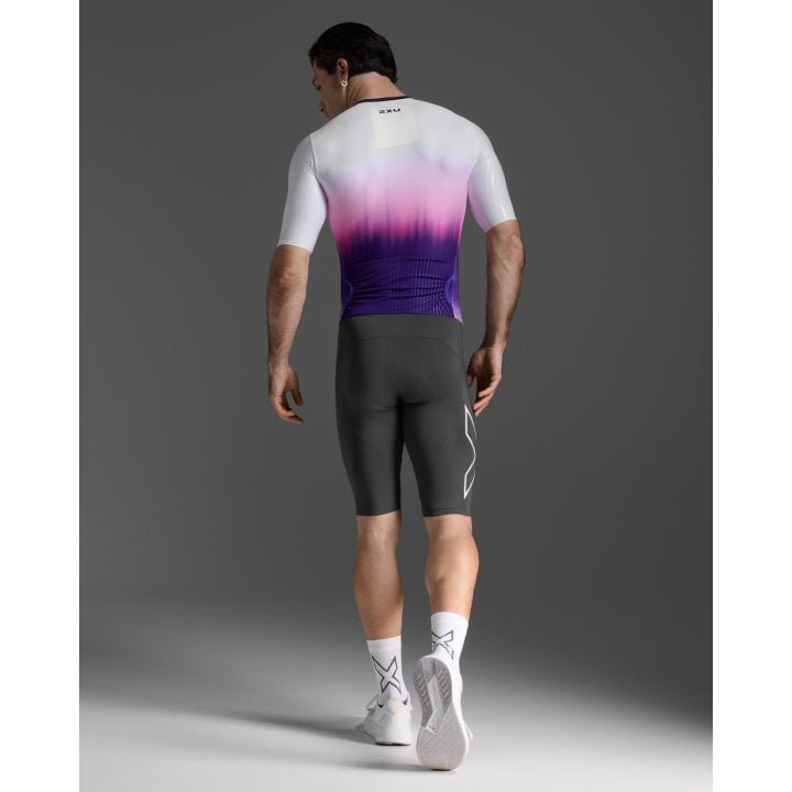 2XU MT7393D Light Speed React Men's Triathlon Suit (White/Turbulence) | Cycling Gears Hub - Cycling Gears Hub