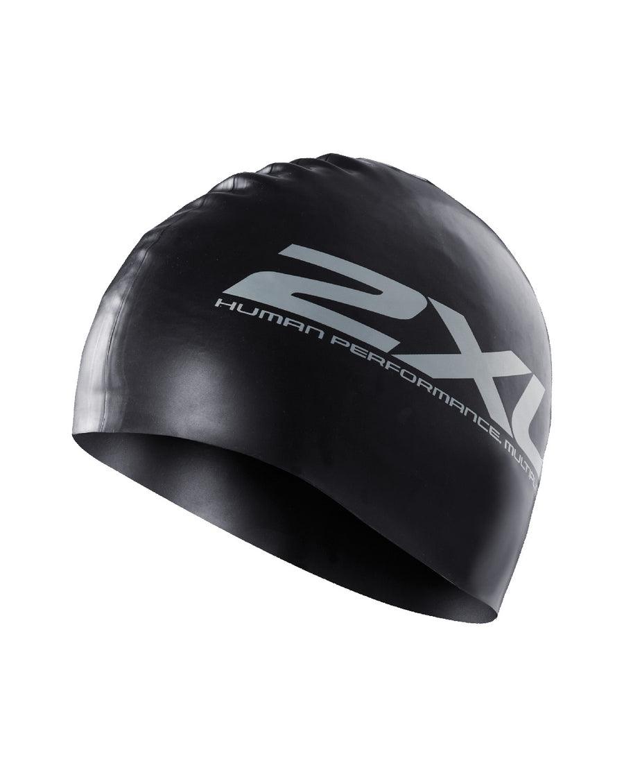 2XU Us1355F Silicone Swim Cap (Black/Black) | Cycling Gears Hub