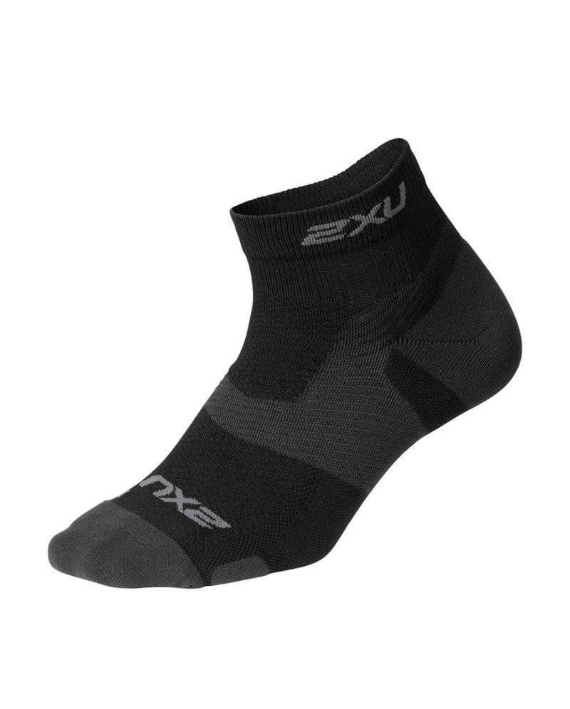 2XU UA5047E Vectr Light Cushion Compression 1/4 Crew Unisex Compression Socks (Black/Titanium) | Cycling Gears Hub