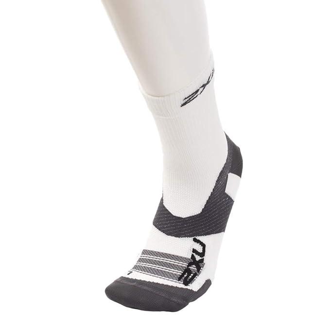 2XU UA5051E Vectr Ultralight Crew Unisex Running Socks (White/Grey) | Cycling Gears Hub