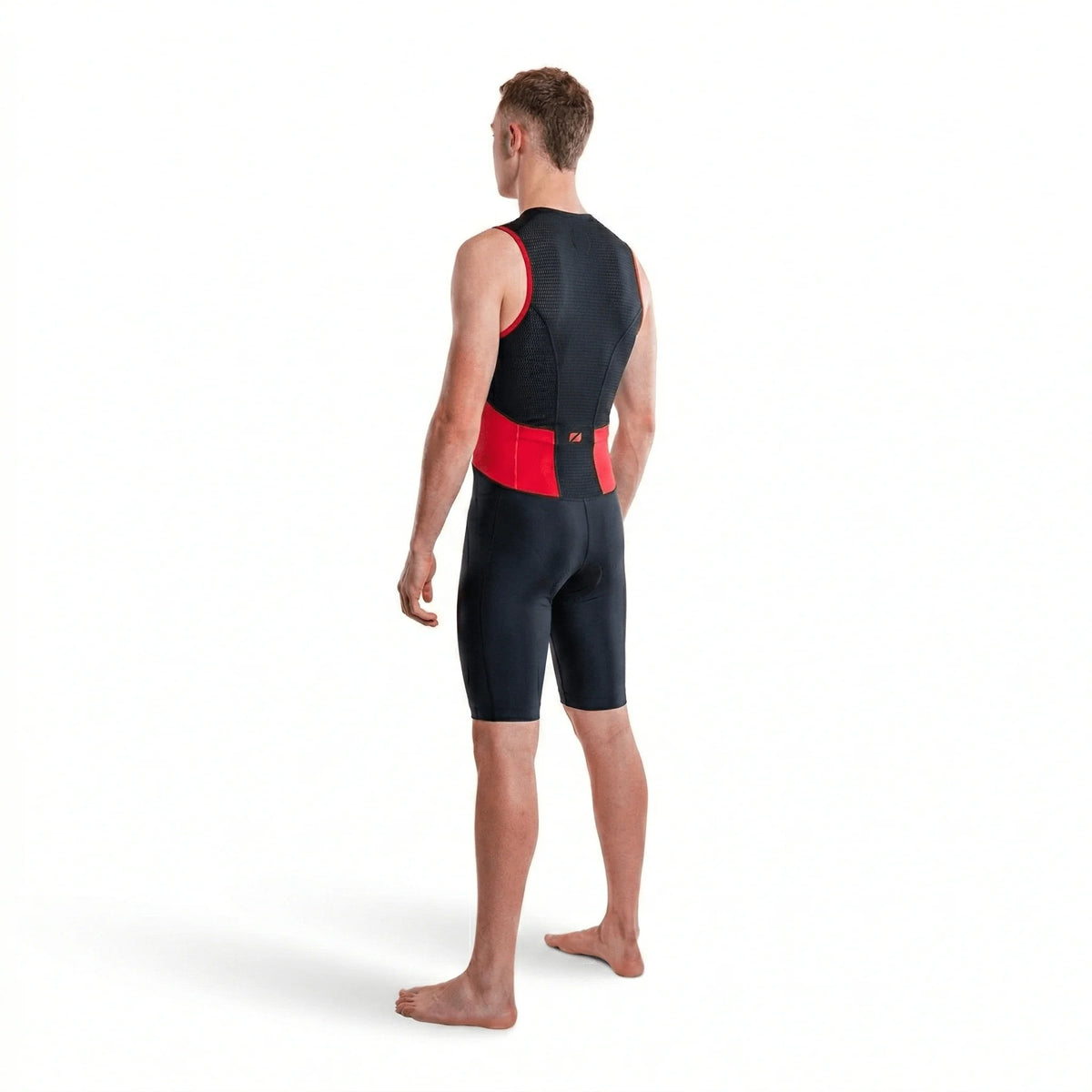 Zone3 Activate Men's Triathlon Suit Black Red - Sleeveless Trisuit with Waffle Back Panel|Cycling Gears Hub