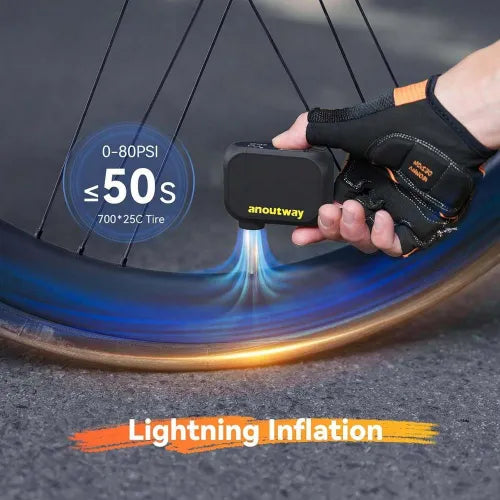 CYCPLUS Anoutway AS210 Pro Mini Electric Air Pump | 120 PSI Rechargeable Bike Tire Inflator | Cycling Gears Hub