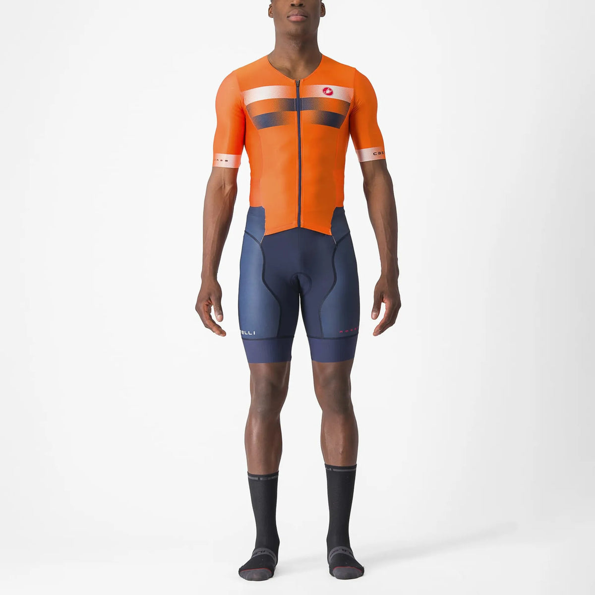 Castelli Free Sanremo 2 Aero Tri Race Suit – Brilliant Orange / Belgian Blue | Cycling Gears Hub