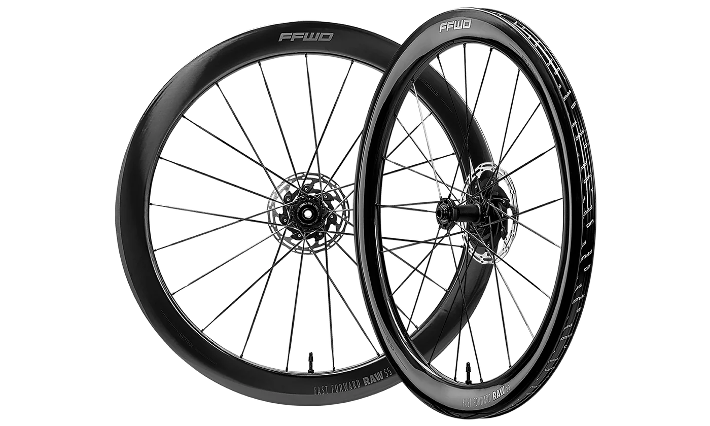 FFWD Raw 55 Carbon Tubeless Ready Disc Brake Wheelset (Creamic speed hub)- Shimano Color -Glossy Black| Cycling Gears Hub