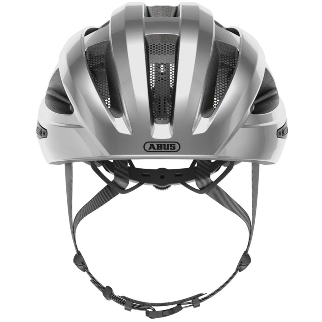 ABUS Macator Helmet – Gleam Silver | Lightweight Road Cycling Helmet