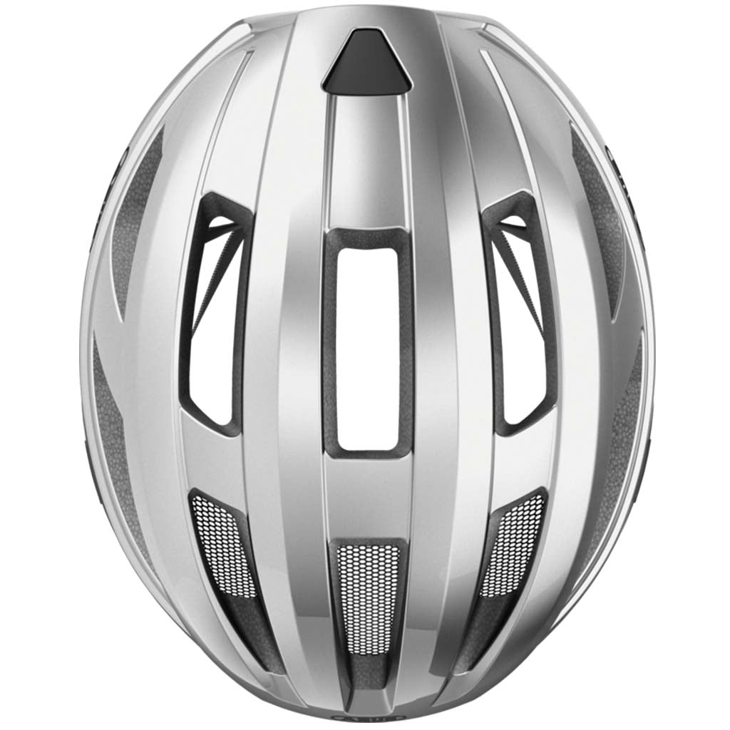ABUS Macator Helmet – Gleam Silver | Lightweight Road Cycling Helmet