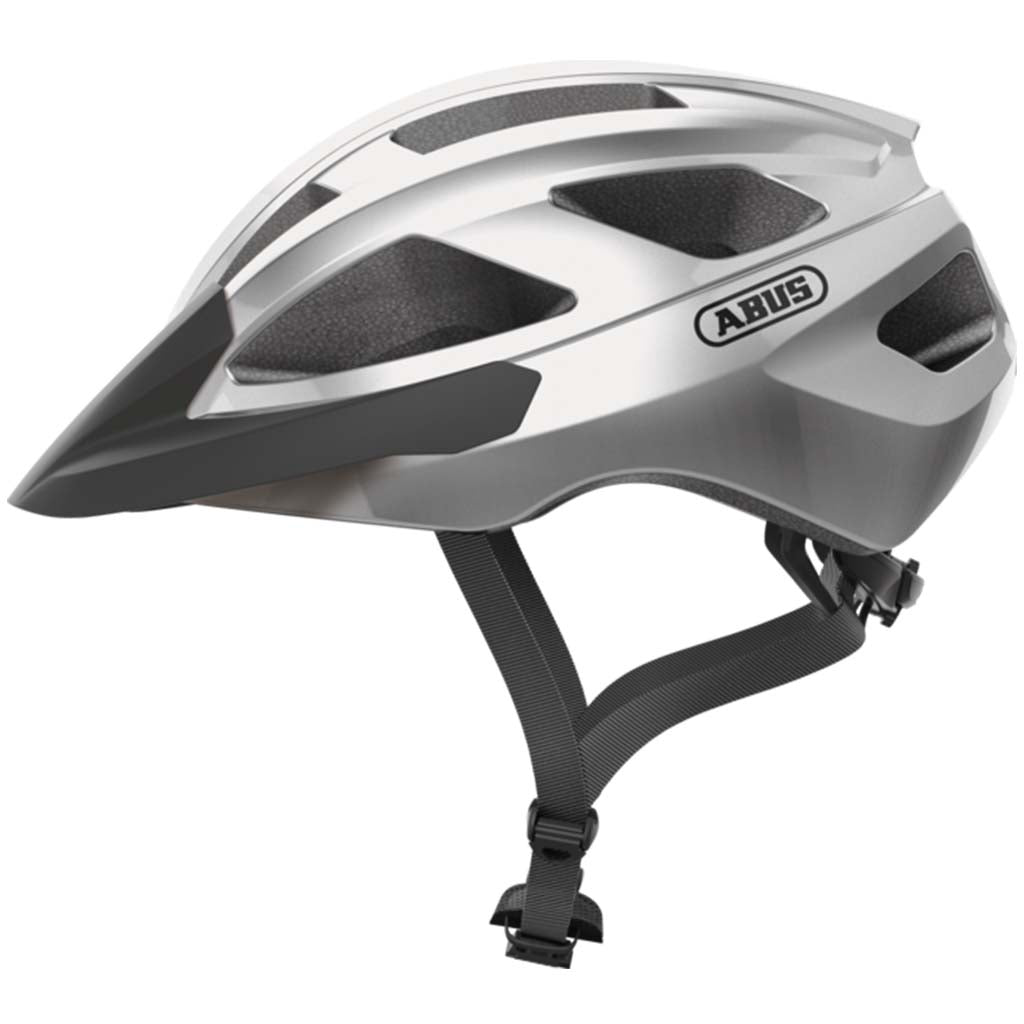 ABUS Macator Helmet – Gleam Silver | Lightweight Road Cycling Helmet