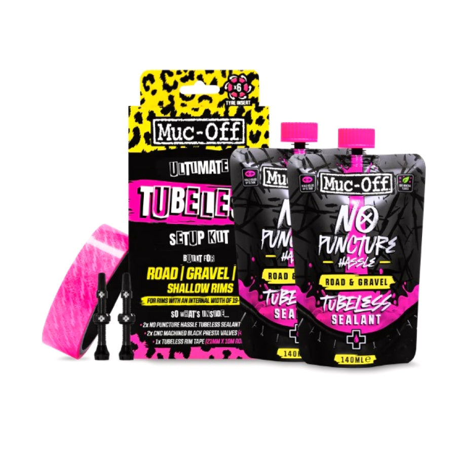 Muc-Off Ultimate Tubeless Kit Road & Gravel | 44mm Valves, Sealant & Rim Tape