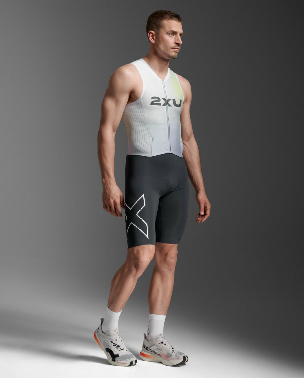 2XU Light Speed React Sleeved Trisuit Cool Matcha India Ink Mens Triathlon Suit