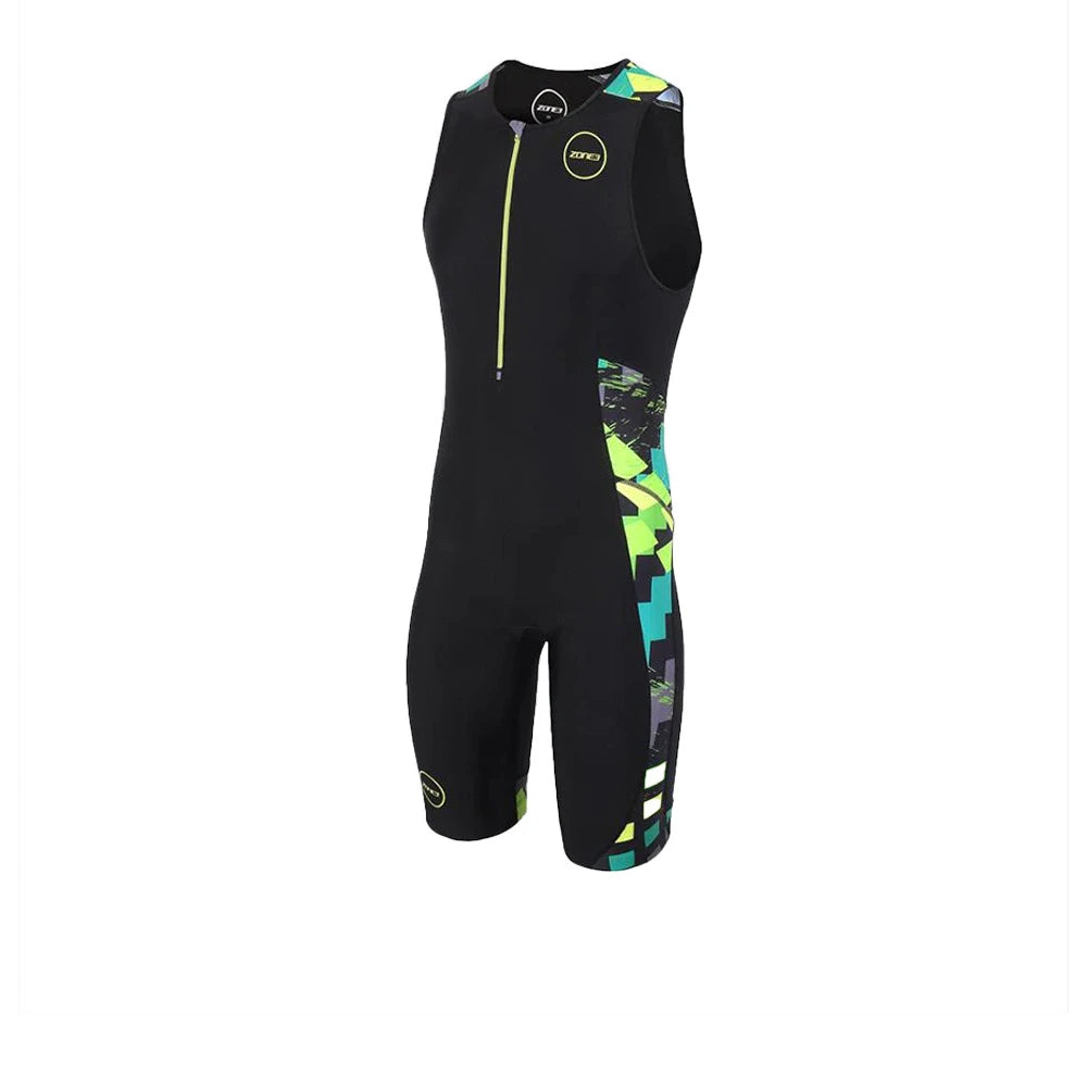 Zone3 Activate Plus Sleeveless Tri Suit Black - Men's Full Length Trisuit with Waffle Back Panel | Cycling Gears Hub