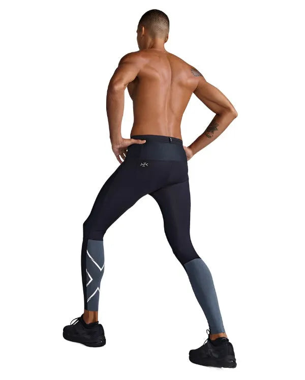 2XU MA7049B Light Speed React Men's Compression Tights (Black/White Reflective) | Cycling Gears Hub