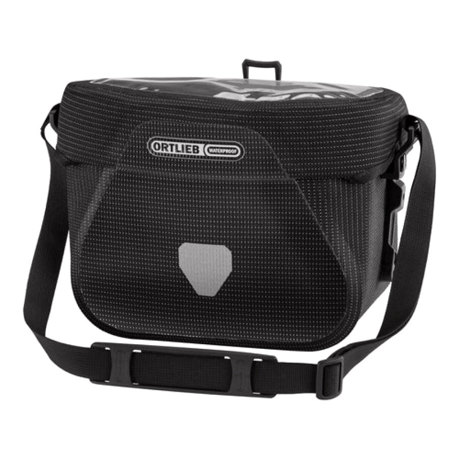 ORTLIEB Ultimate Six Classic HV Handlebar Bag – Black &Green Reflective | 6.5L | Cycling Gears Hub