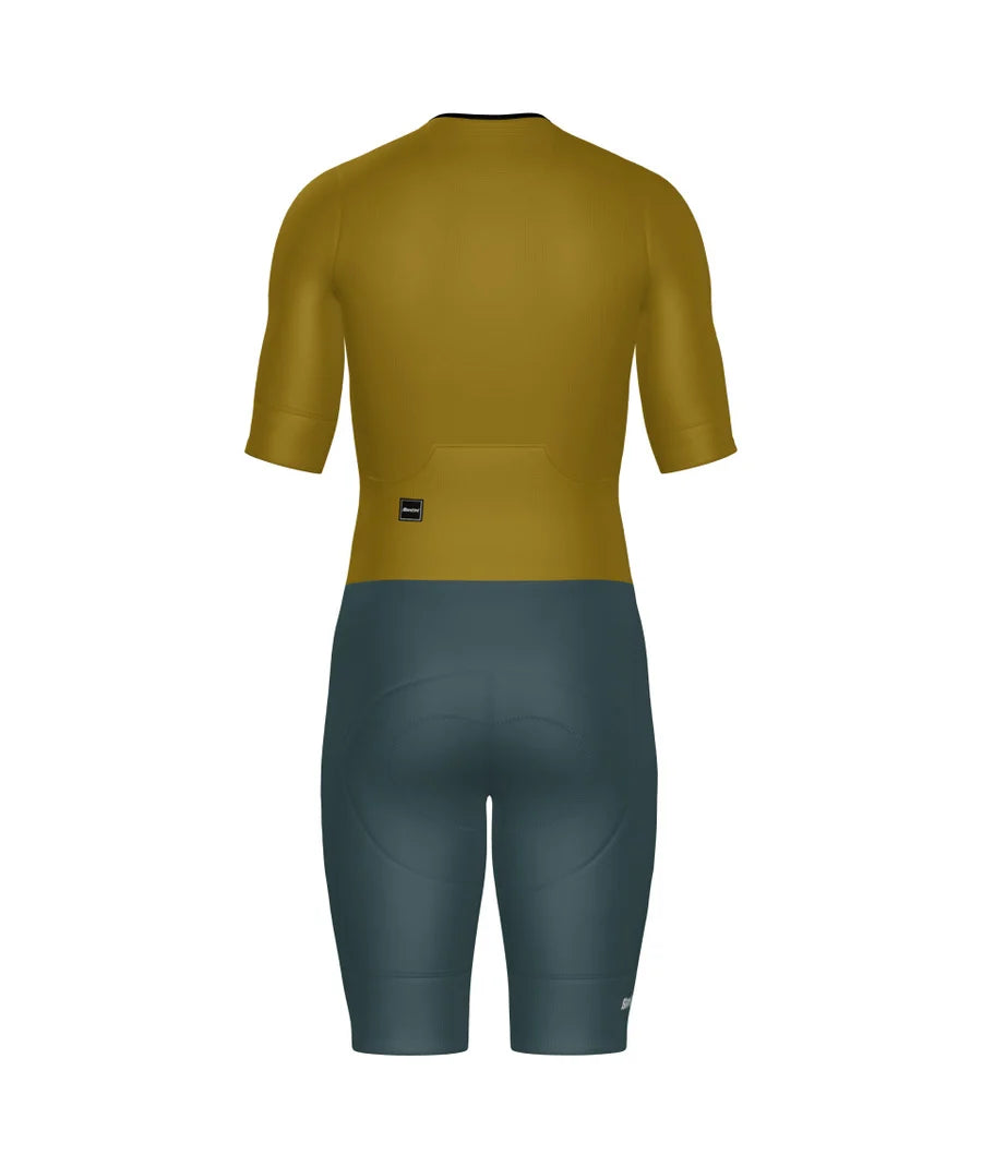 Santini Leaf Men's Triathlon Suit With Short Sleeve Ochre Color| Cycling Gears Hub