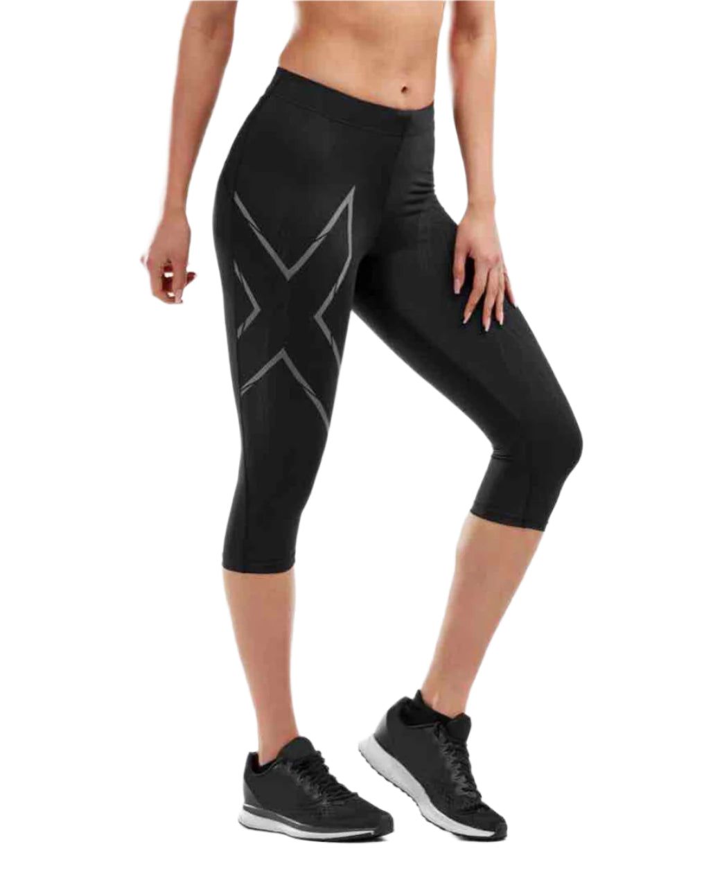 2XU WA5333B MCS Run 3/4 Women's Compression Tights (Black/Black Reflective) | Cycling Gears Hub