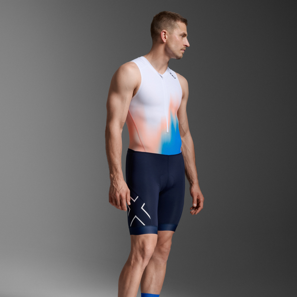 2XU Core Trisuit MT7398D Nebula Blaze Midnight Mens Sleeveless Triathlon Suit Compression Race Wear
