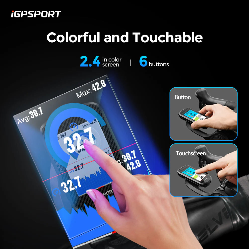iGPSPORT BSC300T GPS Bike Computer | 2.4” Color Touchscreen with Offline Maps | Cycling Gears Hub