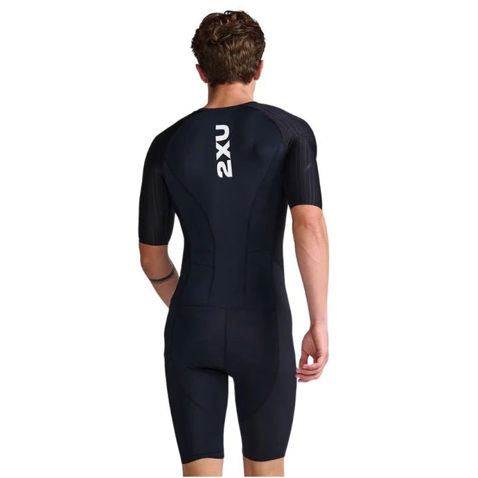 2XU Aero Sleeved Men's Best Triathlon Suit (Black/White) | Cycling Gears Hub