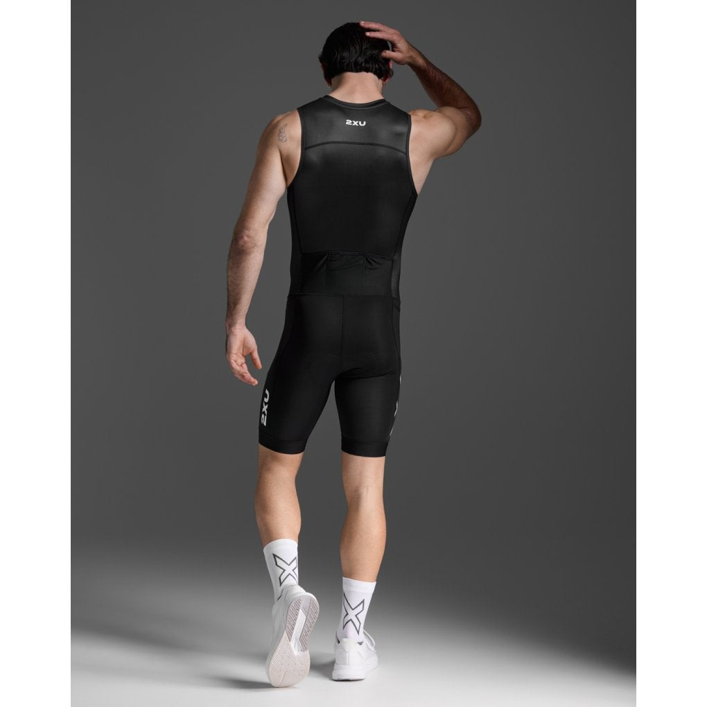 2XU Core Trisuit MT7398D Black White Mens Sleeveless Triathlon Suit Compression Race Wear