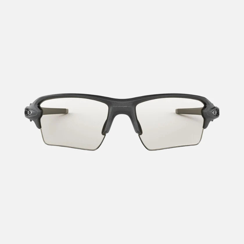 Oakley Flak 2.0 XL steel sunglasses with clear photochromic lenses