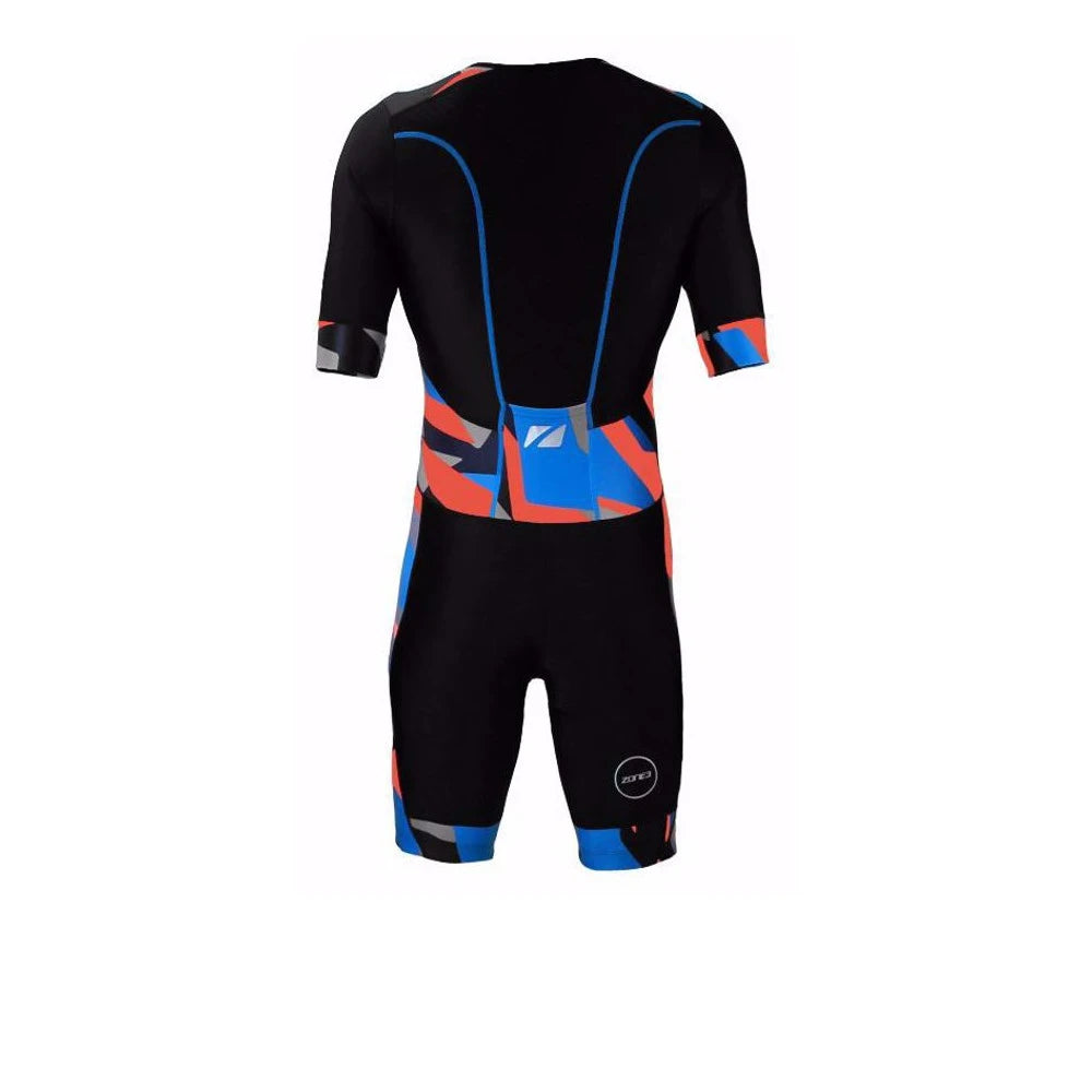 Zone3 Activate Plus Short Sleeve Tri Suit Midnight Camo Large - Men's Race Trisuit with Waffle Back Panel | Cycling Gears Hub