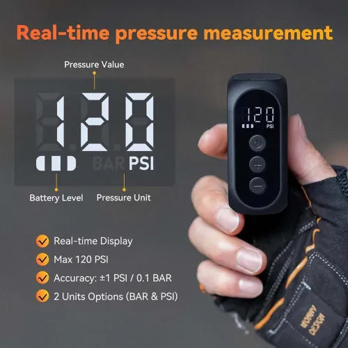 CYCPLUS Anoutway AS210 Pro Mini Electric Air Pump | 120 PSI Rechargeable Bike Tire Inflator | Cycling Gears Hub