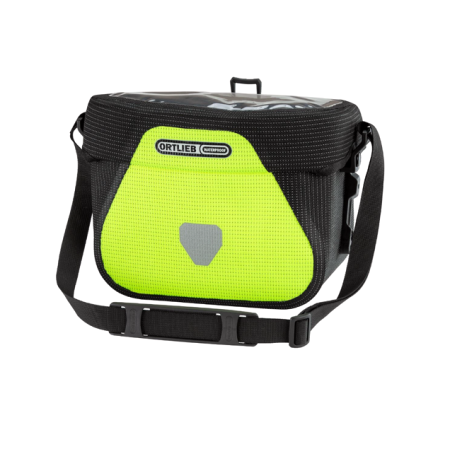 ORTLIEB Ultimate Six Classic HV Handlebar Bag – Black &Green Reflective | 6.5L | Cycling Gears Hub