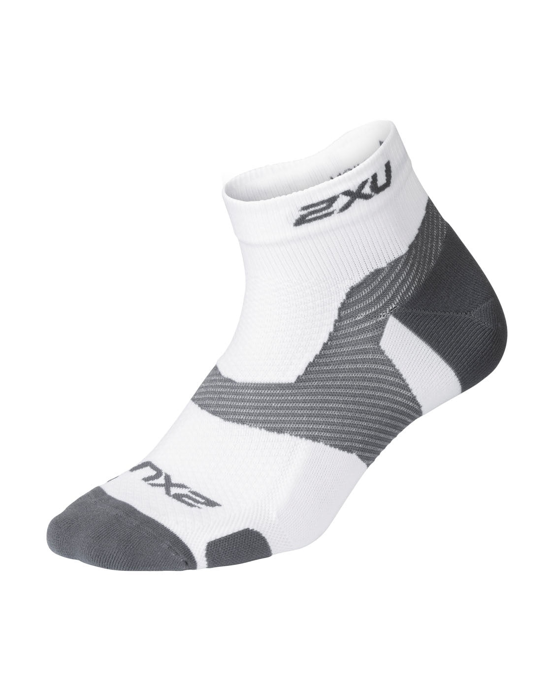 2XU UA5047E Vectr Light Cushion 1/4 Crew Unisex Running Socks (White/Grey) | Cycling Gears Hub