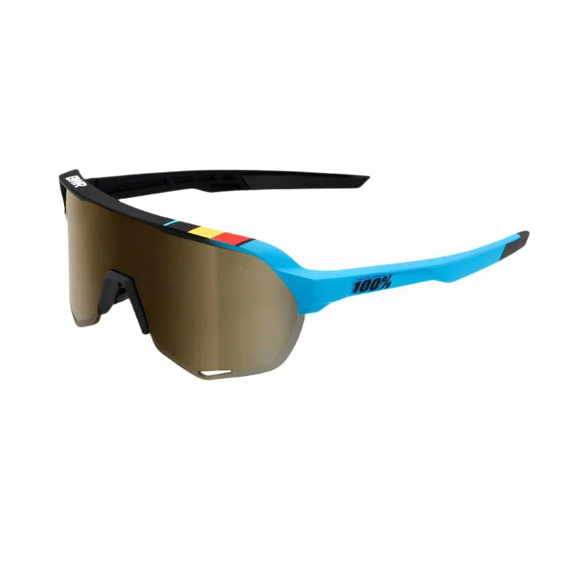 100% S2 Sport Sunglasses – Soft Gold Lens & BWR Black Frame (Luxury Look, Pro-Level Optics)