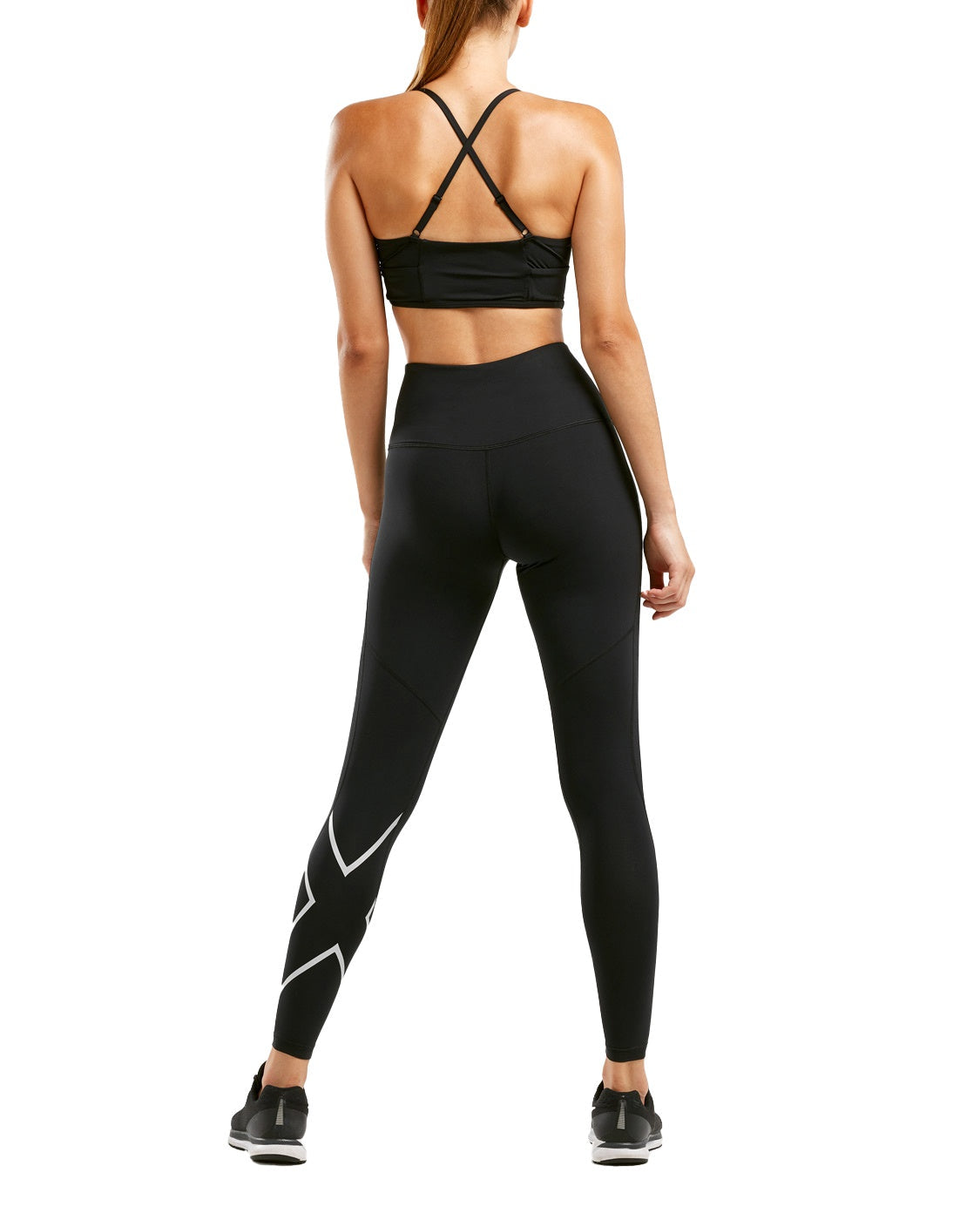 2XU WA5380B Hi-Rise Women's Compression Tights (Black/Silver) | Cycling Gears Hub