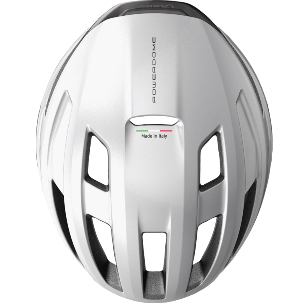 ABUS PowerDome Helmet – Gleam Silver | Lightweight Aerodynamic Road Cycling Helmet