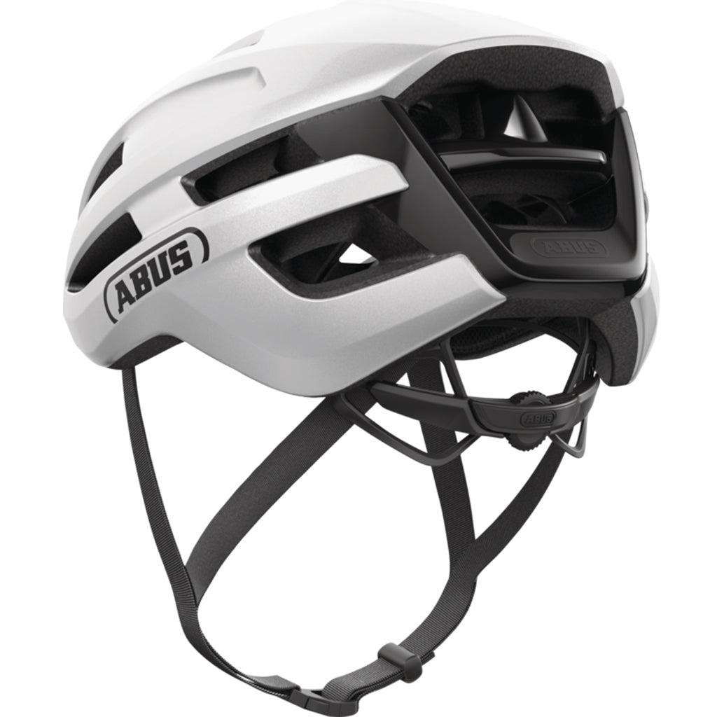 ABUS PowerDome Helmet – Gleam Silver | Lightweight Aerodynamic Road Cycling Helmet