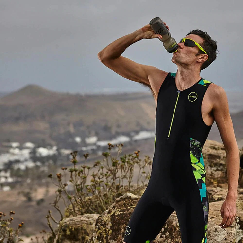 Zone3 Activate Plus Sleeveless Tri Suit Black - Men's Full Length Trisuit with Waffle Back Panel | Cycling Gears Hub