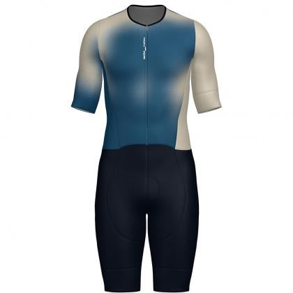 Santini Leaf Men's Triathlon Suit With Short Sleeve Blue Color | Cycling Gears Hub