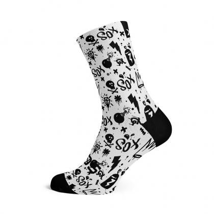 SOX Doodle White Casual Crew Socks – Playful Everyday Crew | Breathable Comfort & Fun Design