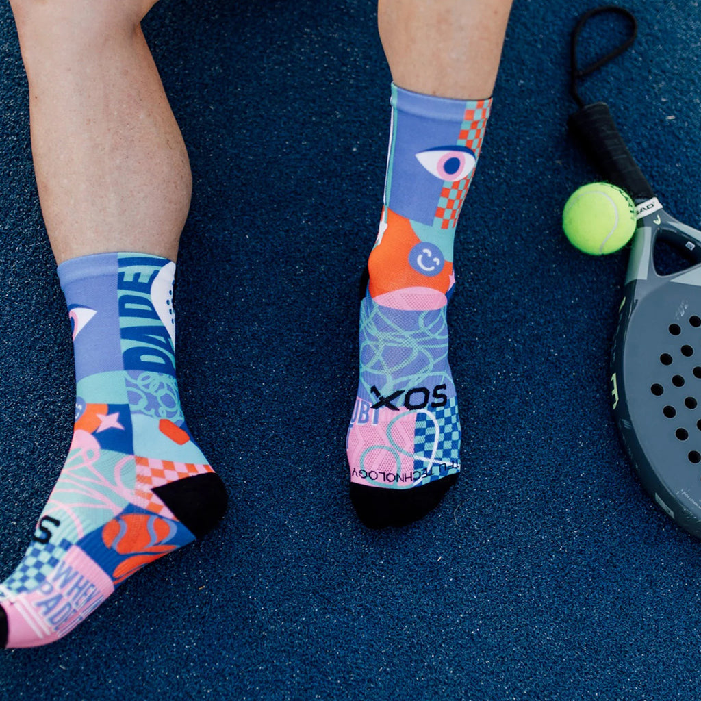 SOX Blocks Pink Padel Crew Socks – Performance Crew | Breathable Comfort & Court Support