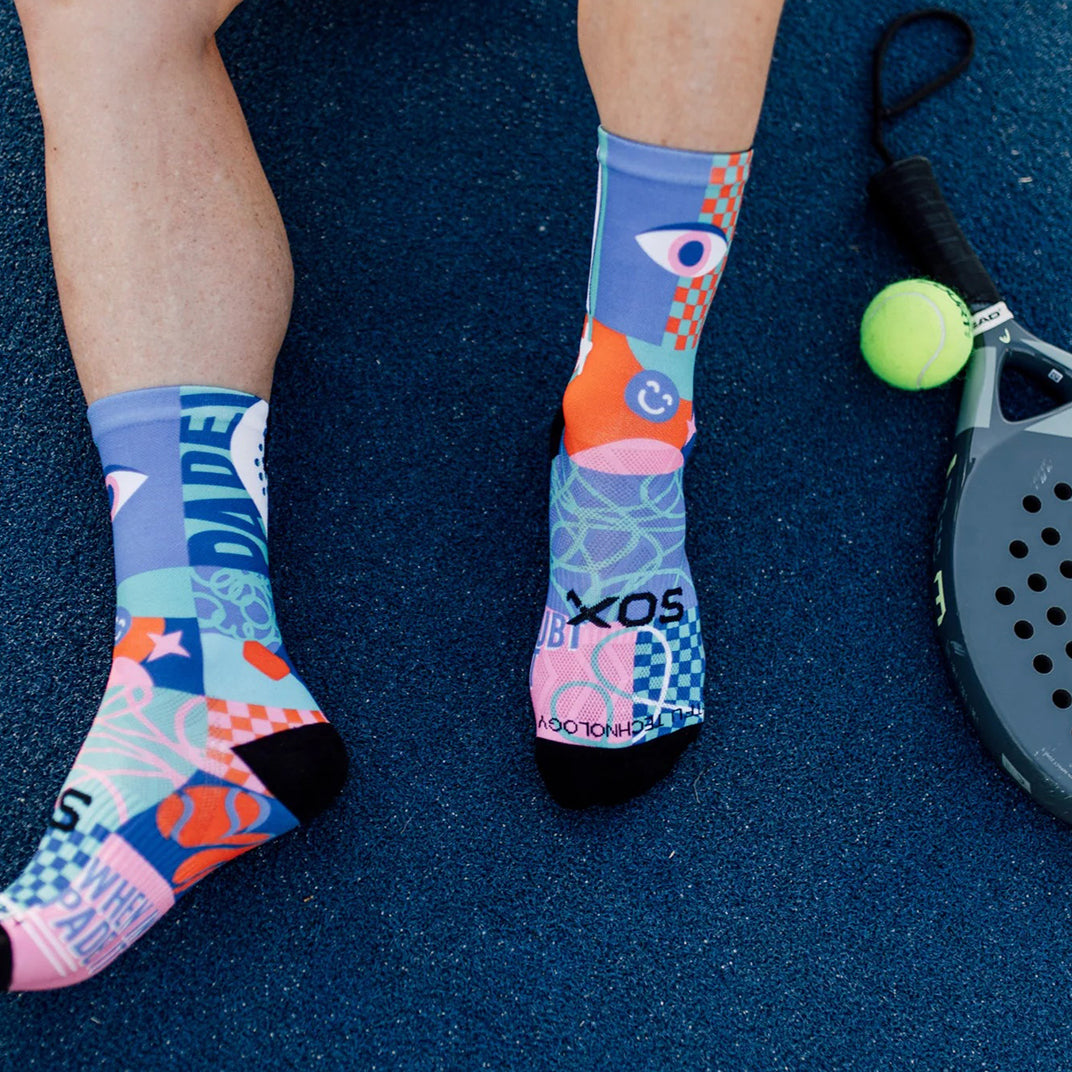 SOX Blocks Pink Padel Crew Socks – Performance Crew | Breathable Comfort & Court Support