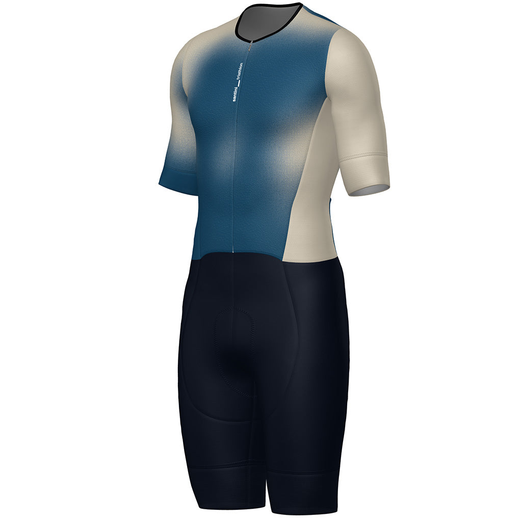 Santini Leaf Men's Triathlon Suit With Short Sleeve Blue Color | Cycling Gears Hub